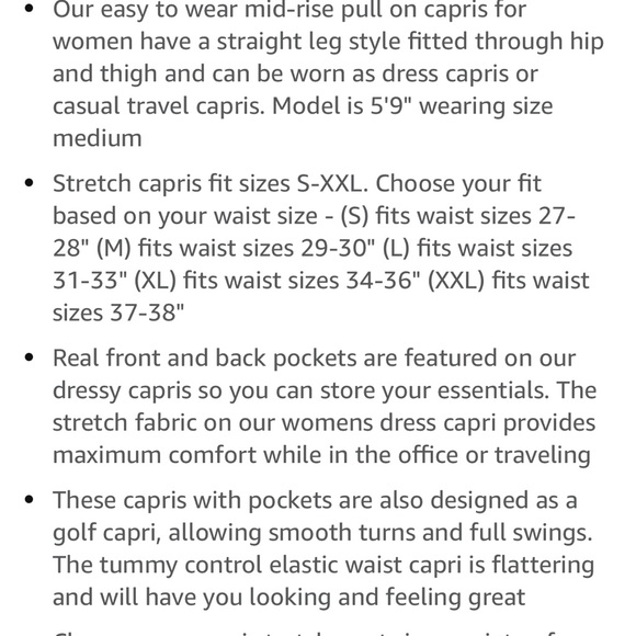 HDE Pull On Capri Pants for Women with Pockets Elastic Waist Cropped Pants - Picture 2 of 9